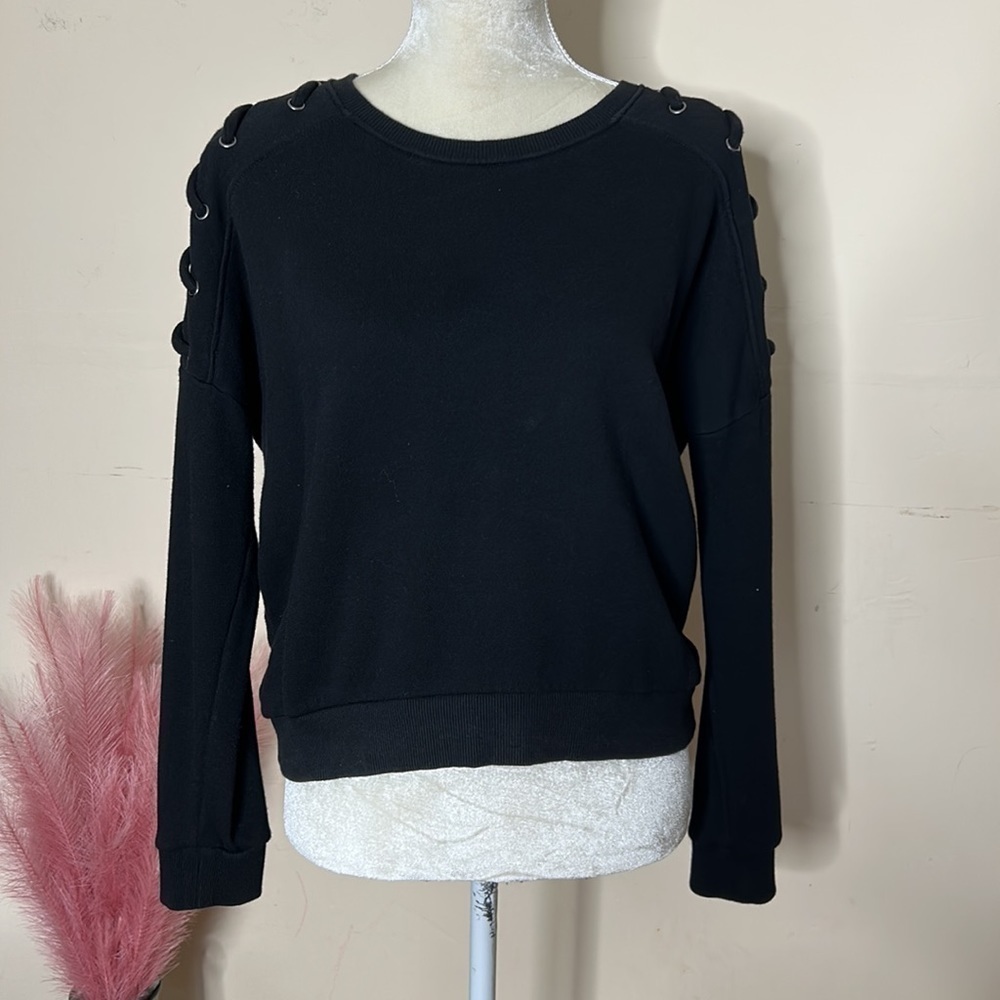 Betsey Johnson • performance sweatshirt with laced shoulder
